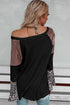 Sequin Patchwork Bell Sleeve V Neck Tunic Top